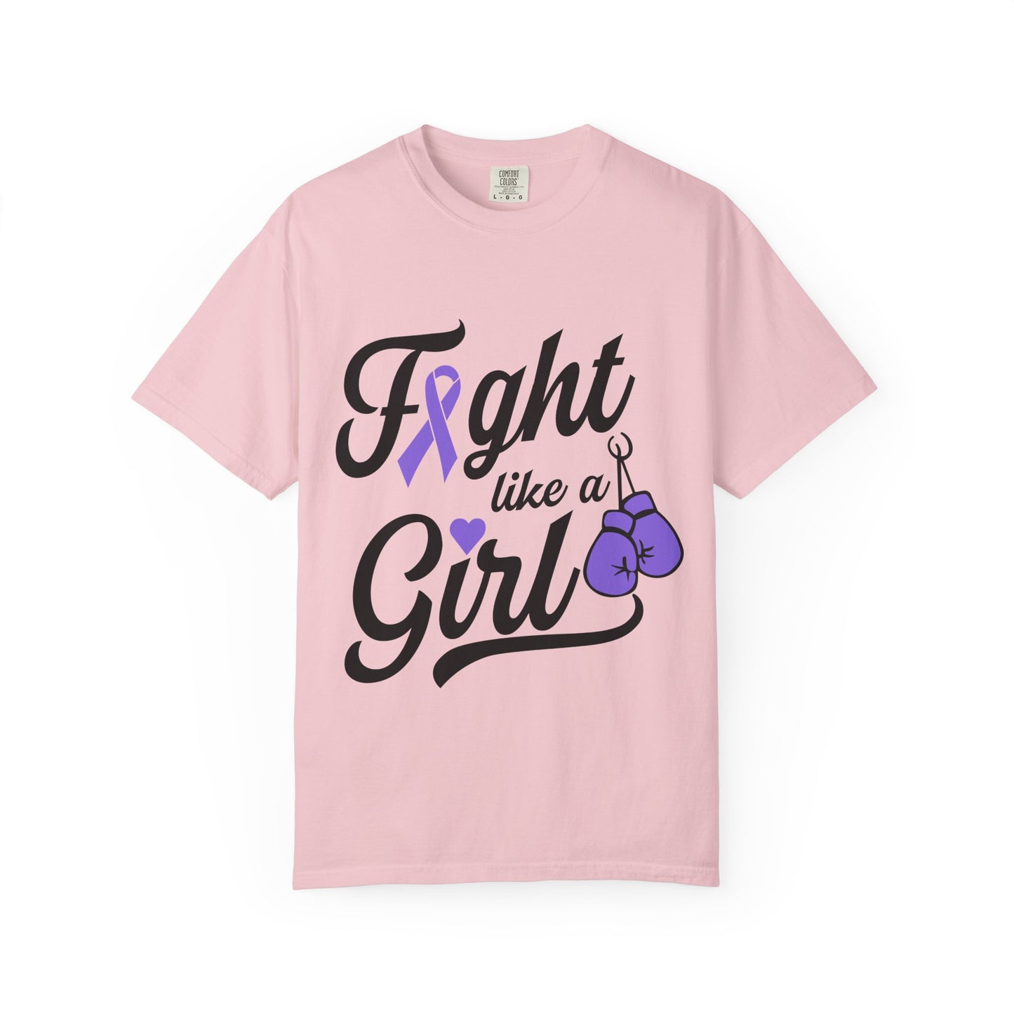 Fight Like a Girl T-Shirt – Purple Ribbon Cancer Awareness Tee