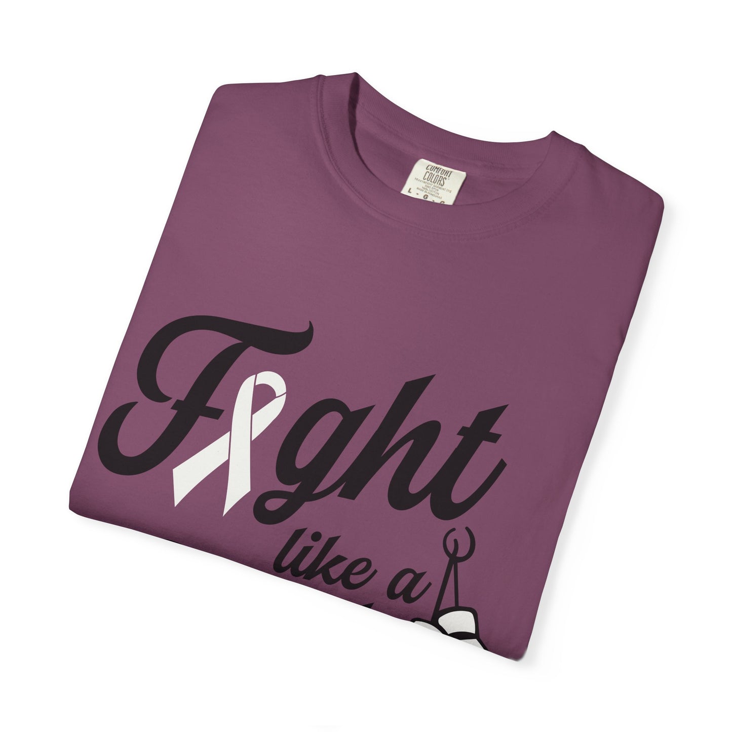 Fight Like a Girl T-Shirt — Cancer Awareness Ribbon & Boxing Glove Tee