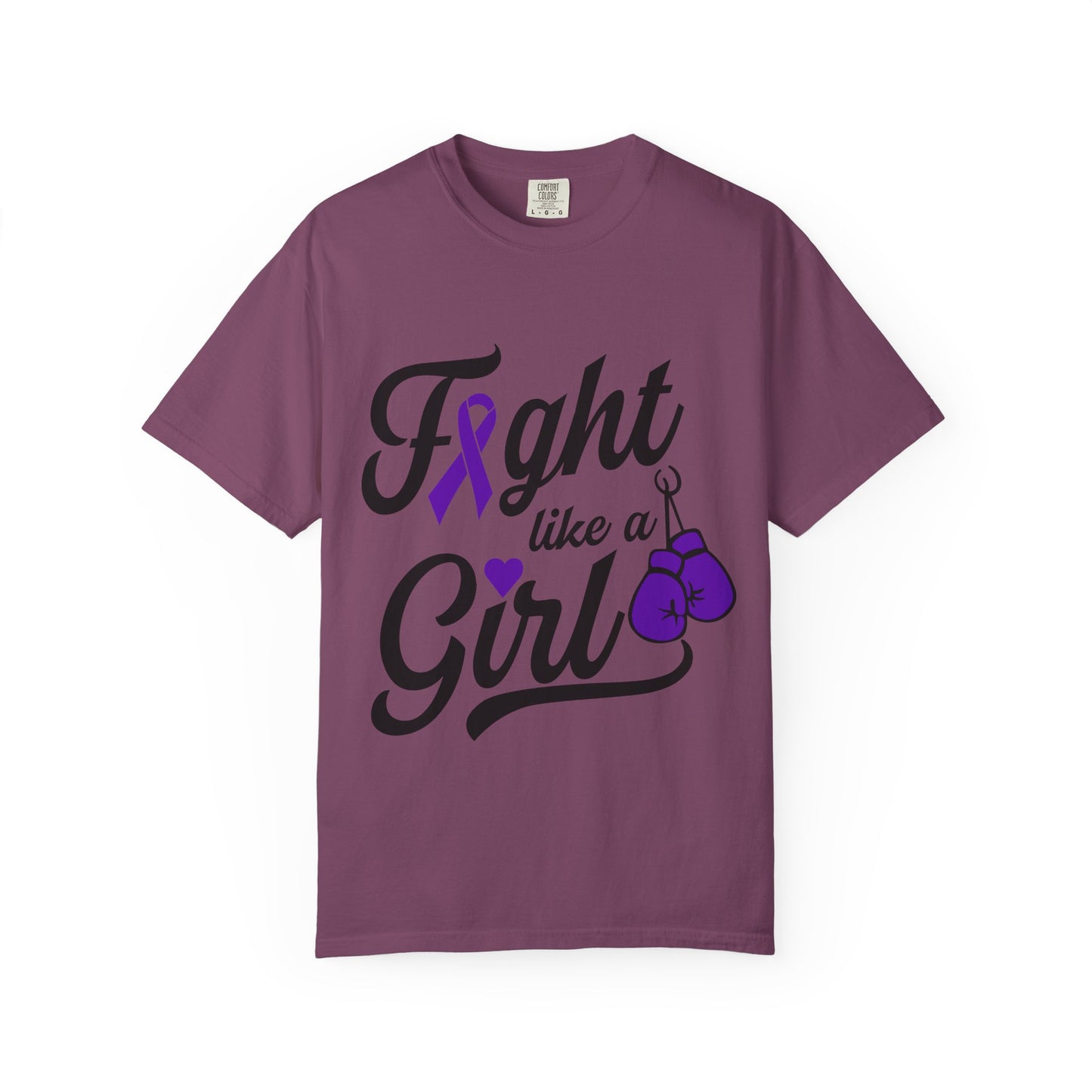 Fight Like a Girl T-Shirt — Cancer Awareness Ribbon & Boxing Glove Tee