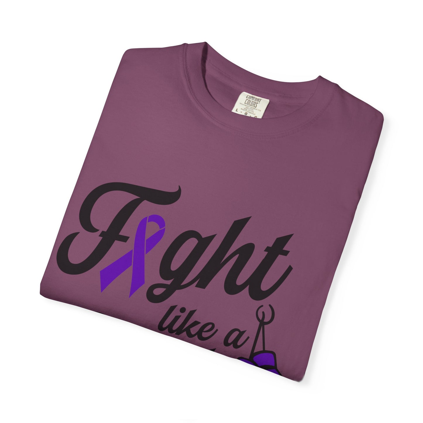 Fight Like a Girl T-Shirt — Cancer Awareness Ribbon & Boxing Glove Tee