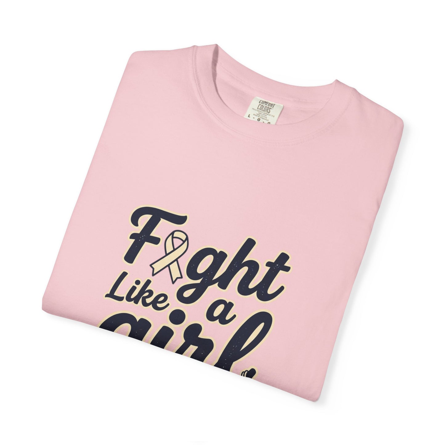 Fight Like a Girl T-Shirt — Cancer Awareness Ribbon & Boxing Glove Tee