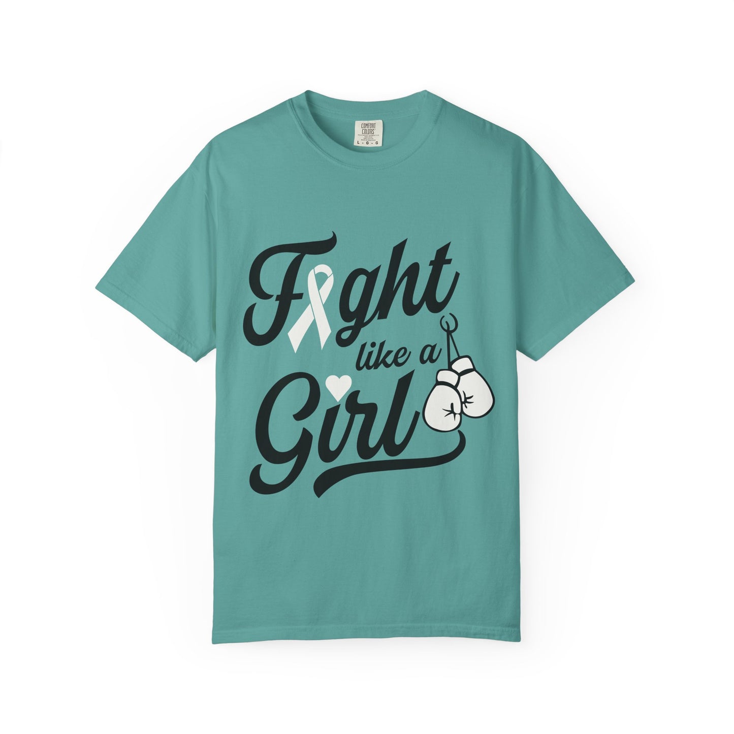 Fight Like a Girl T-Shirt — Cancer Awareness Ribbon & Boxing Glove Tee