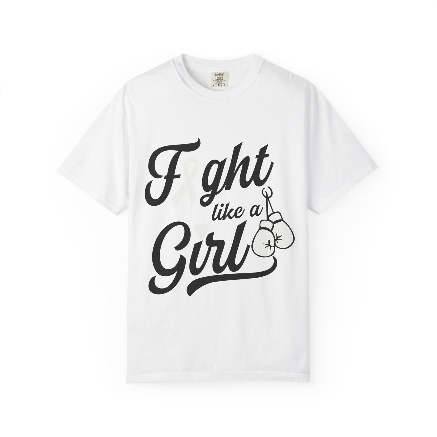 Fight Like a Girl T-Shirt — Cancer Awareness Ribbon & Boxing Glove Tee
