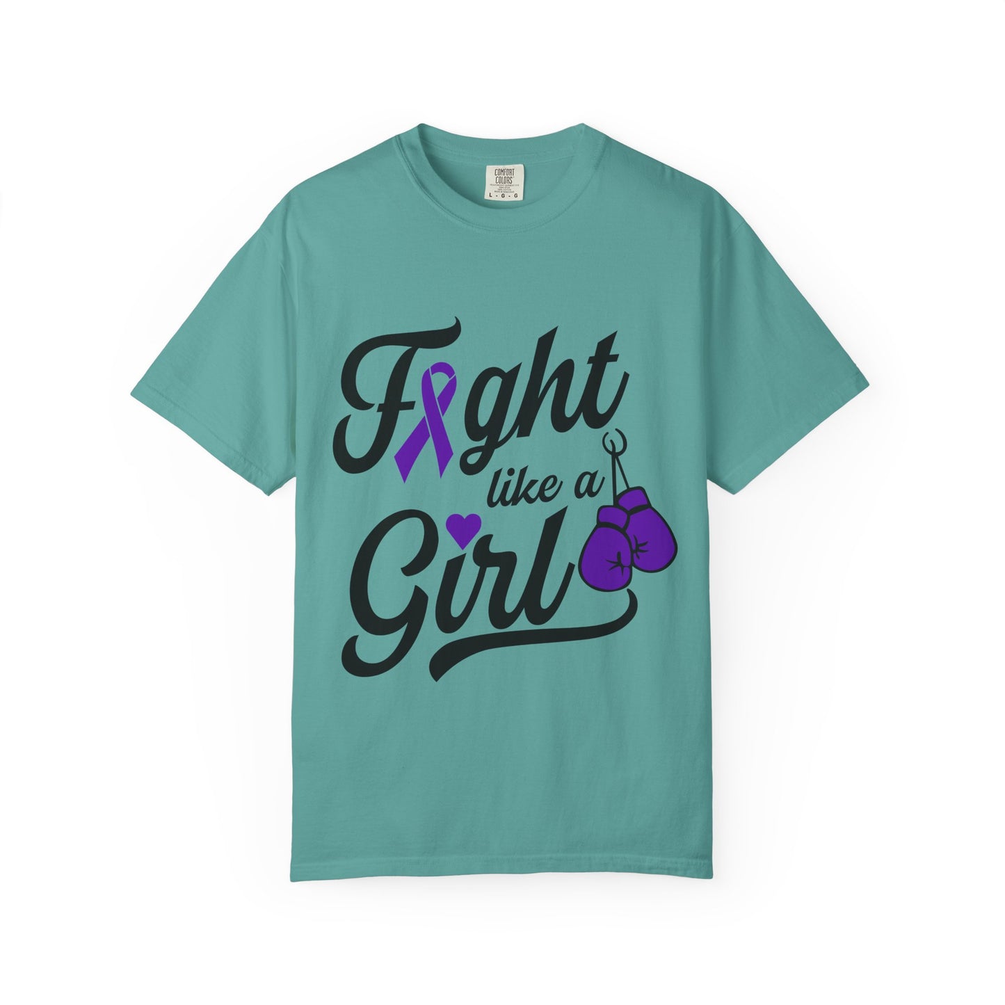 Fight Like a Girl T-Shirt — Cancer Awareness Ribbon & Boxing Glove Tee