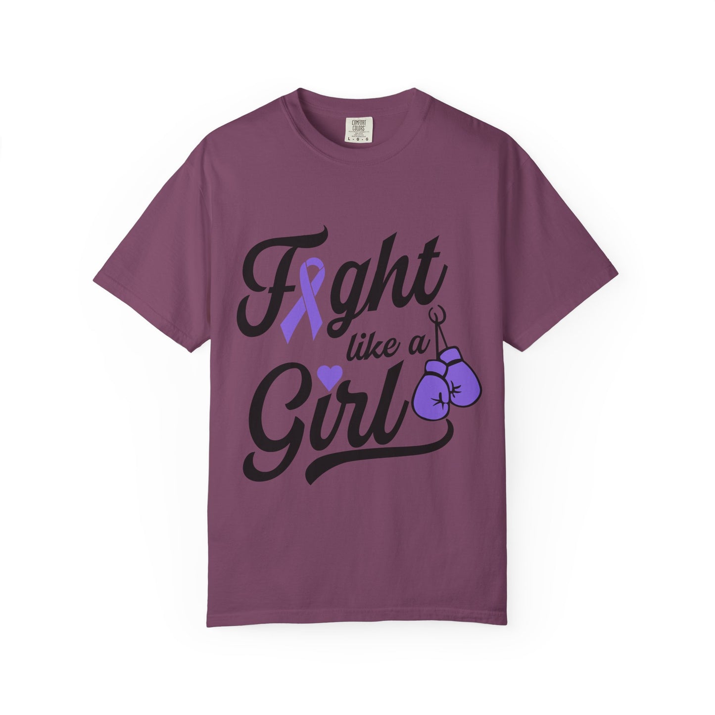 Fight Like a Girl T-Shirt – Purple Ribbon Cancer Awareness Tee