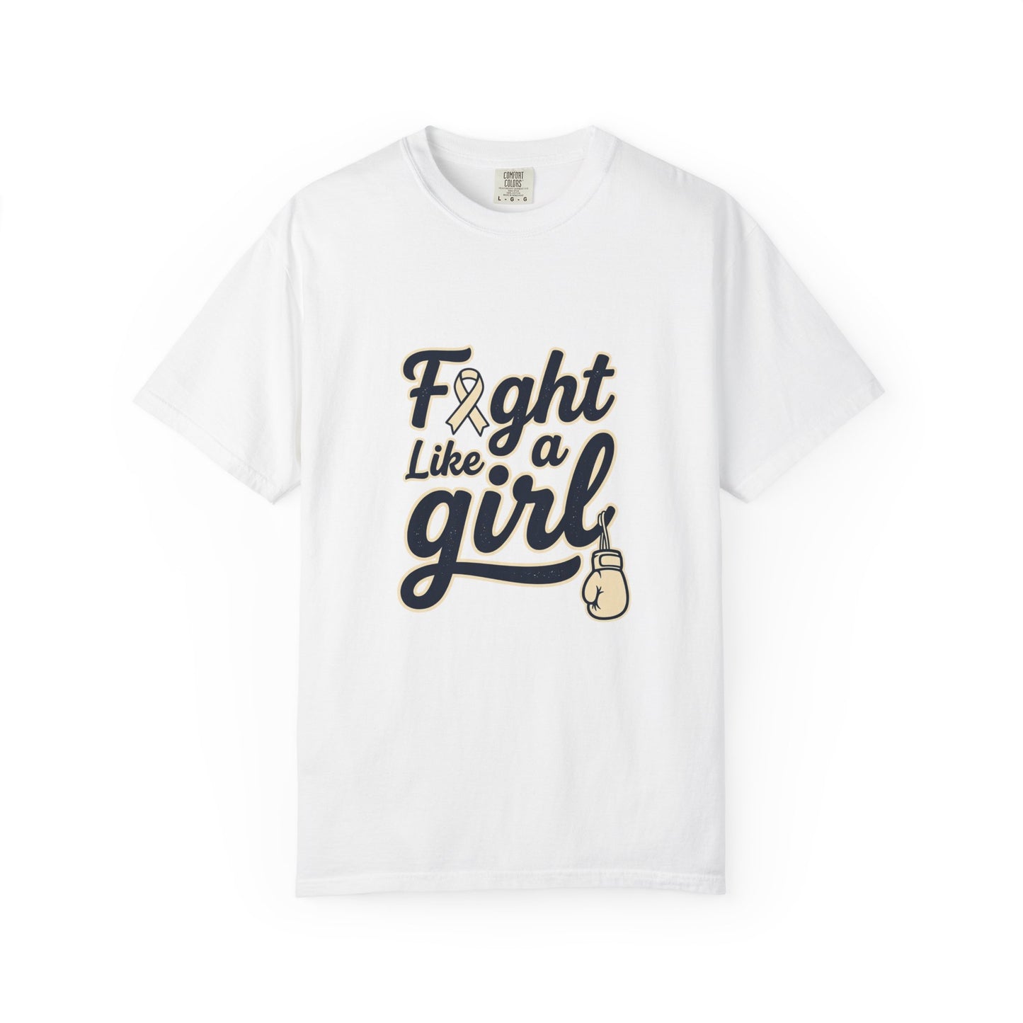 Fight Like a Girl T-Shirt — Cancer Awareness Ribbon & Boxing Glove Tee