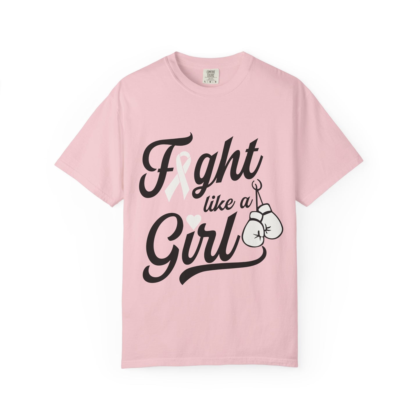 Fight Like a Girl T-Shirt — Cancer Awareness Ribbon & Boxing Glove Tee