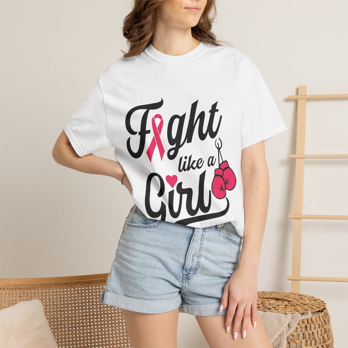 Fight Like a Girl T-Shirt — Breast Cancer Awareness Boxing Tee
