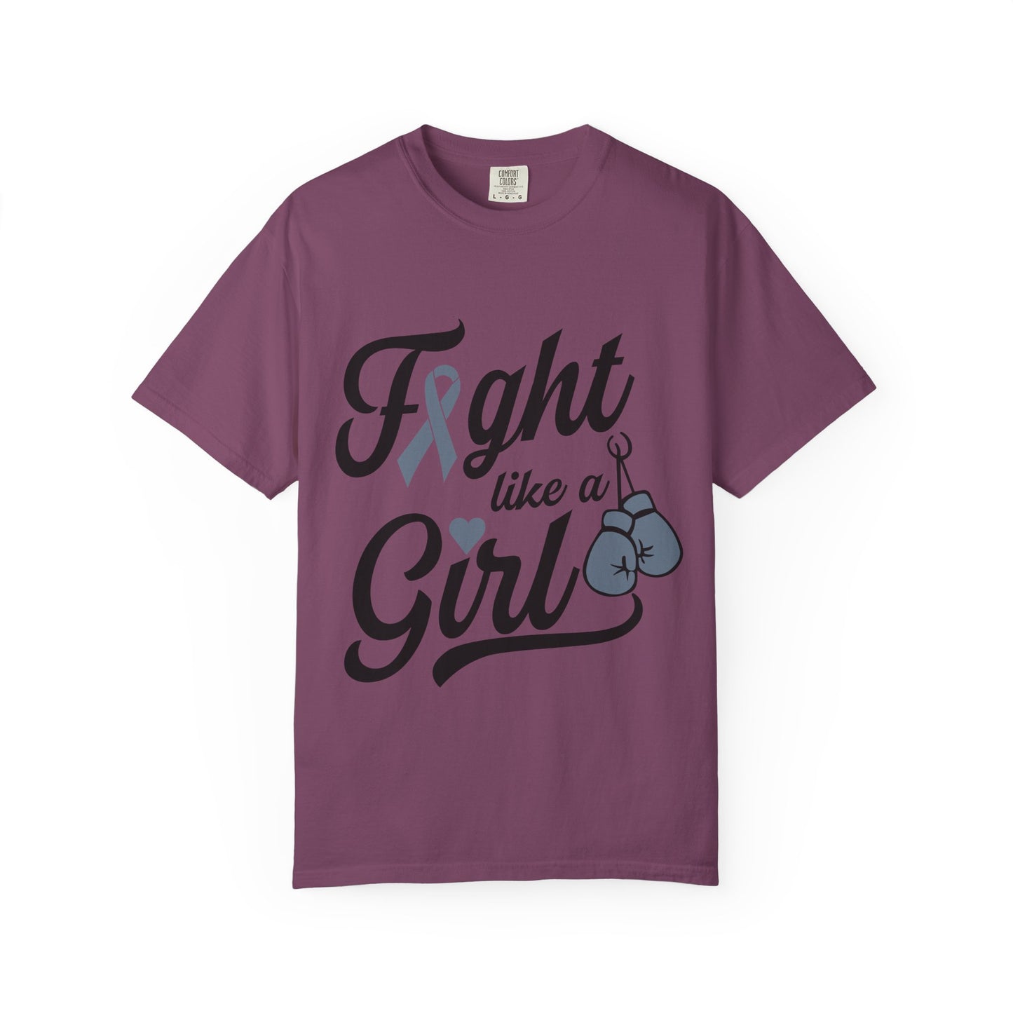 Fight Like a Girl T-Shirt — Cancer Awareness Ribbon & Boxing Glove Tee