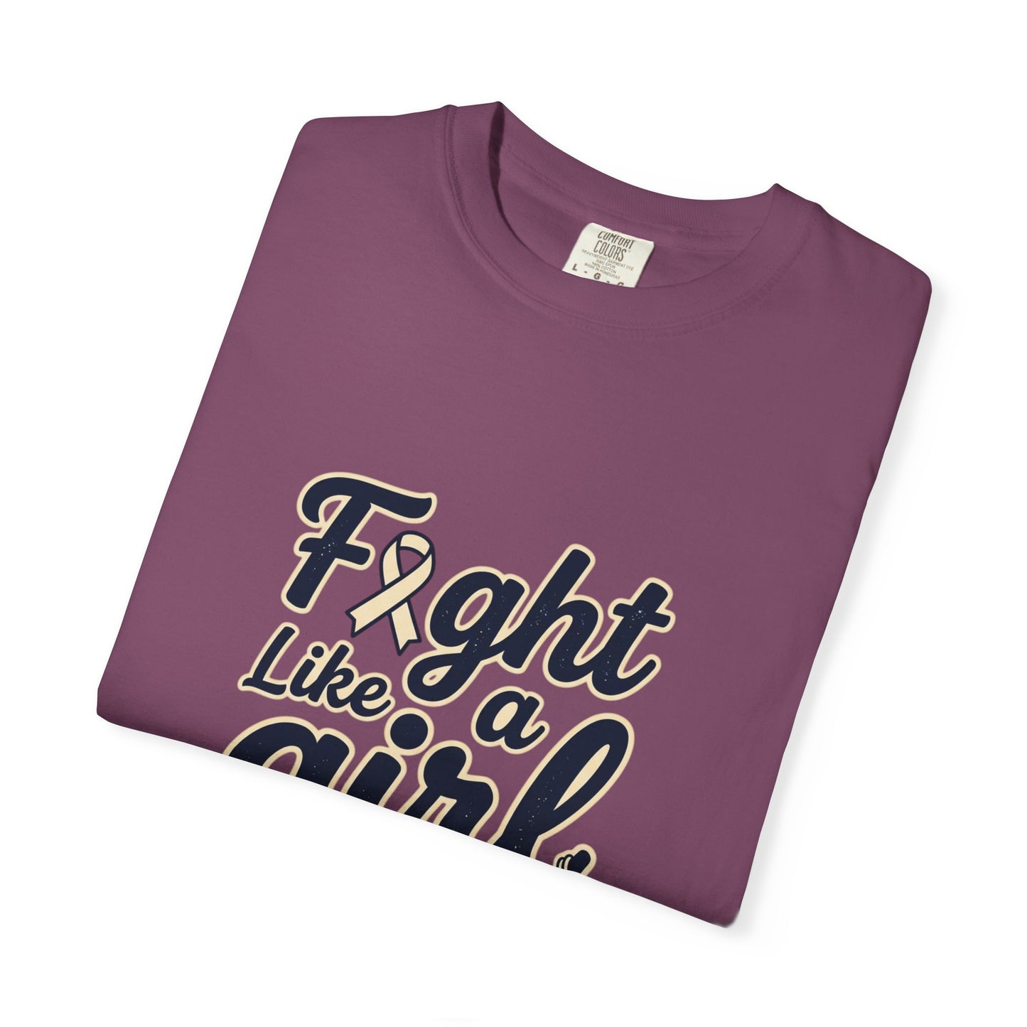 Fight Like a Girl T-Shirt — Cancer Awareness Ribbon & Boxing Glove Tee