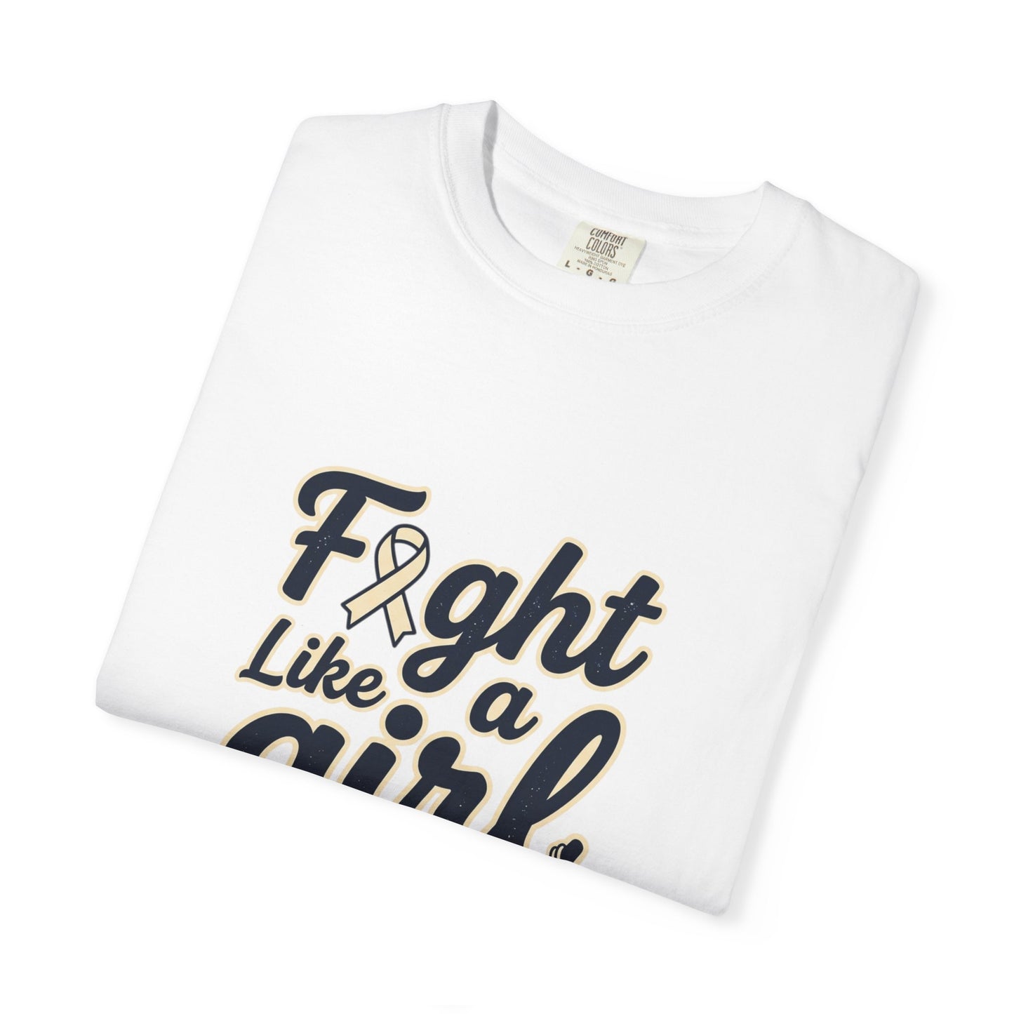 Fight Like a Girl T-Shirt — Cancer Awareness Ribbon & Boxing Glove Tee