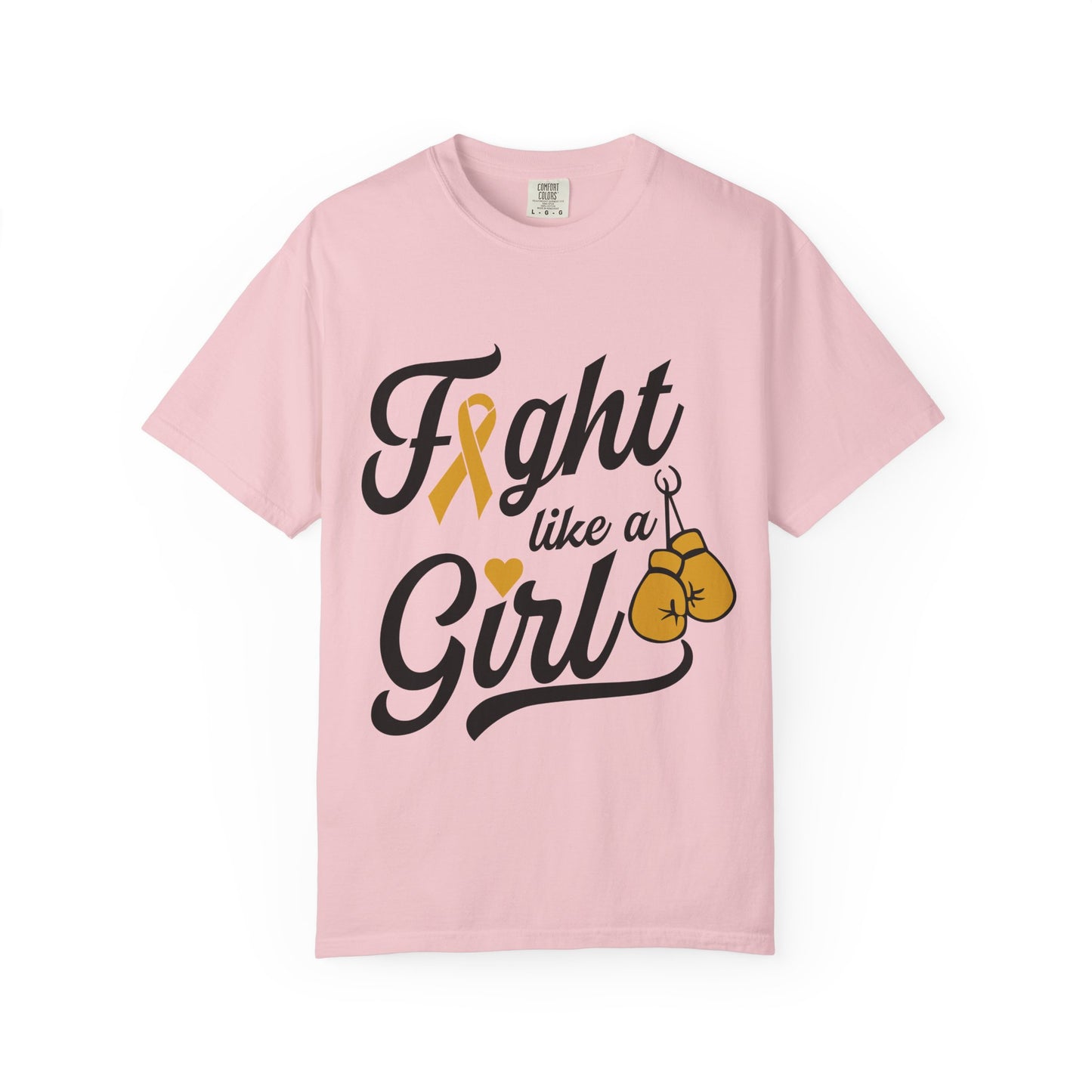 Fight Like a Girl T-Shirt — Cancer Awareness Ribbon & Boxing Glove Tee
