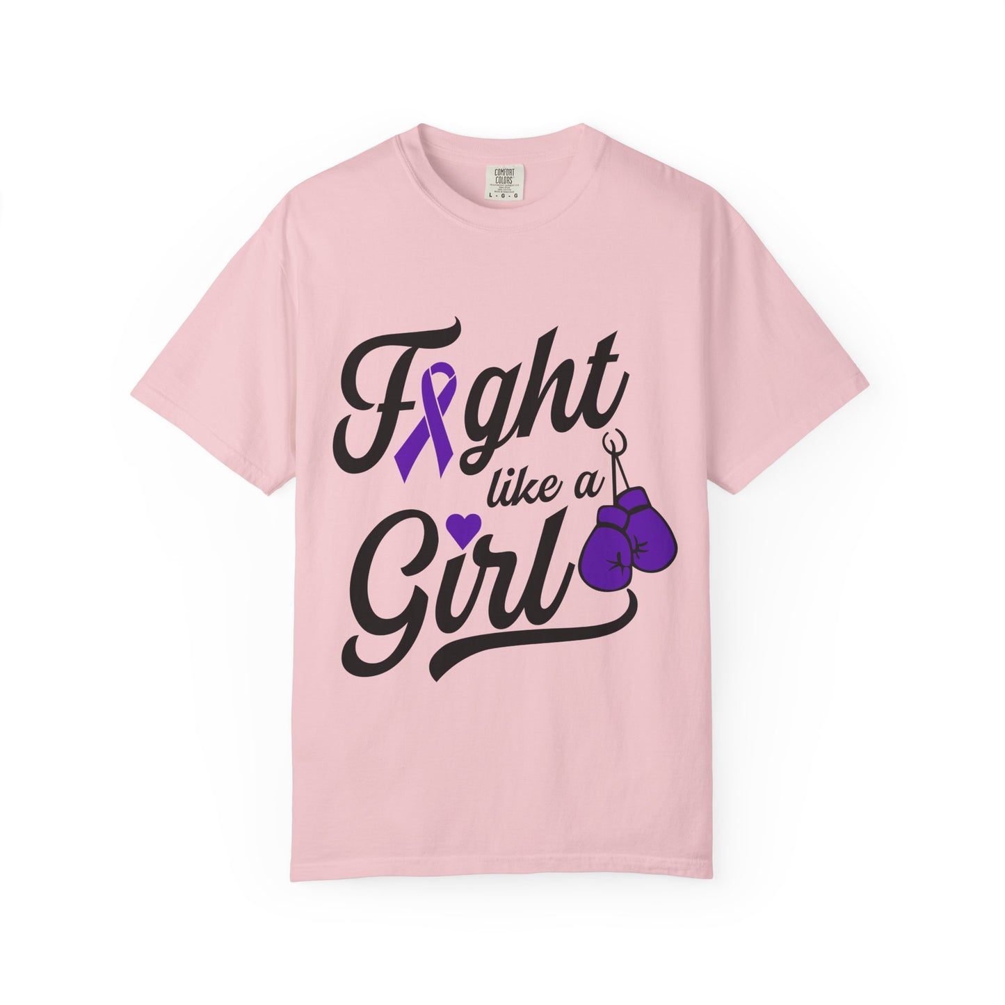 Fight Like a Girl T-Shirt — Cancer Awareness Ribbon & Boxing Glove Tee