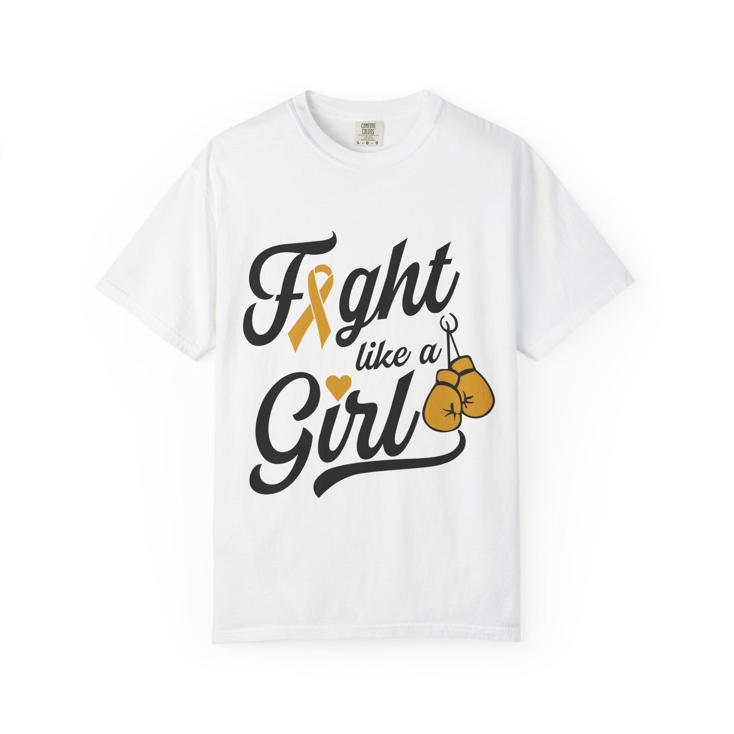 Fight Like a Girl T-Shirt — Cancer Awareness Ribbon & Boxing Glove Tee