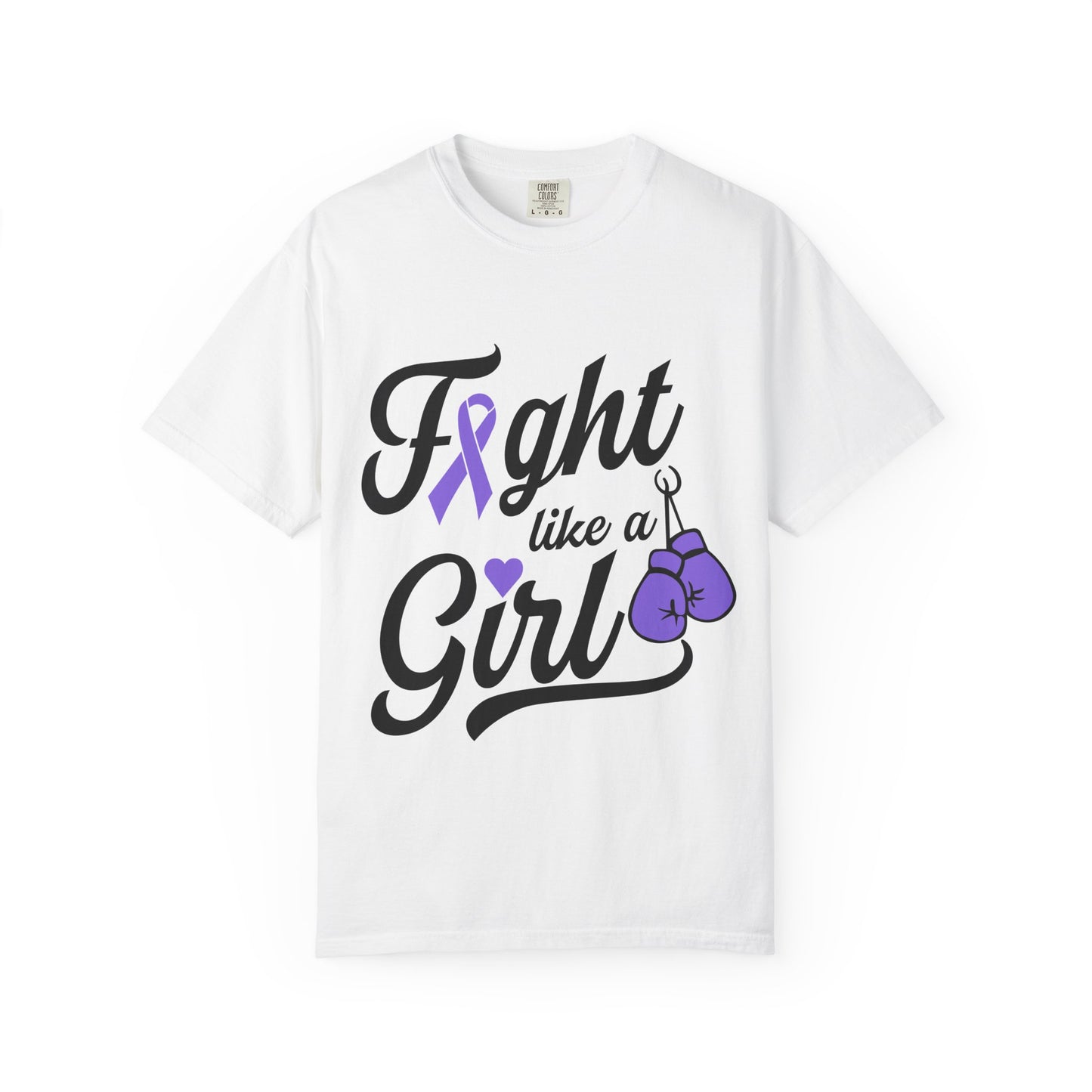 Fight Like a Girl T-Shirt – Purple Ribbon Cancer Awareness Tee