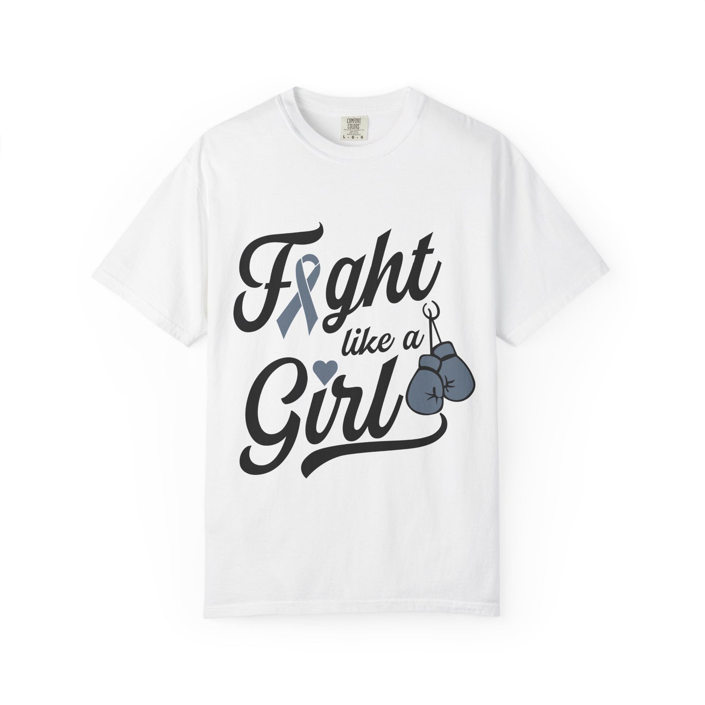 Fight Like a Girl T-Shirt — Cancer Awareness Ribbon & Boxing Glove Tee