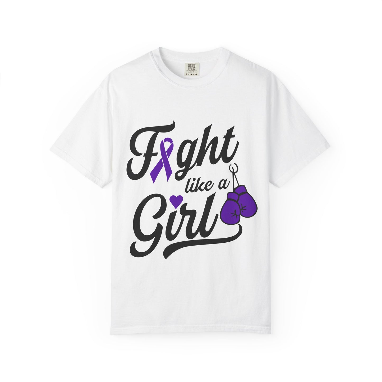 Fight Like a Girl T-Shirt — Cancer Awareness Ribbon & Boxing Glove Tee