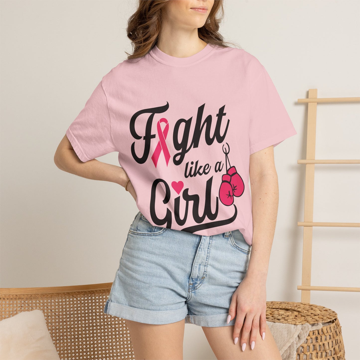 Fight Like a Girl T-Shirt — Breast Cancer Awareness Boxing Tee