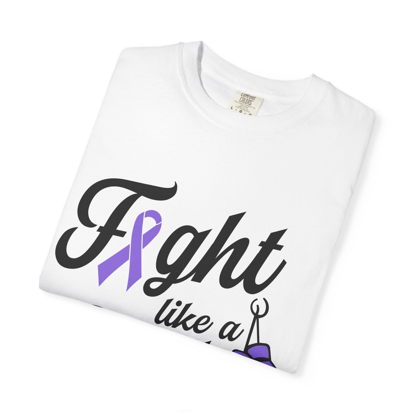 Fight Like a Girl T-Shirt – Purple Ribbon Cancer Awareness Tee