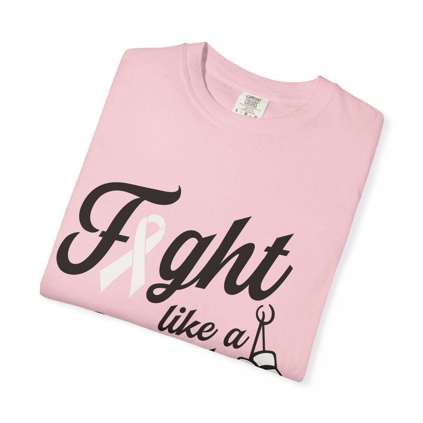 Fight Like a Girl T-Shirt — Cancer Awareness Ribbon & Boxing Glove Tee