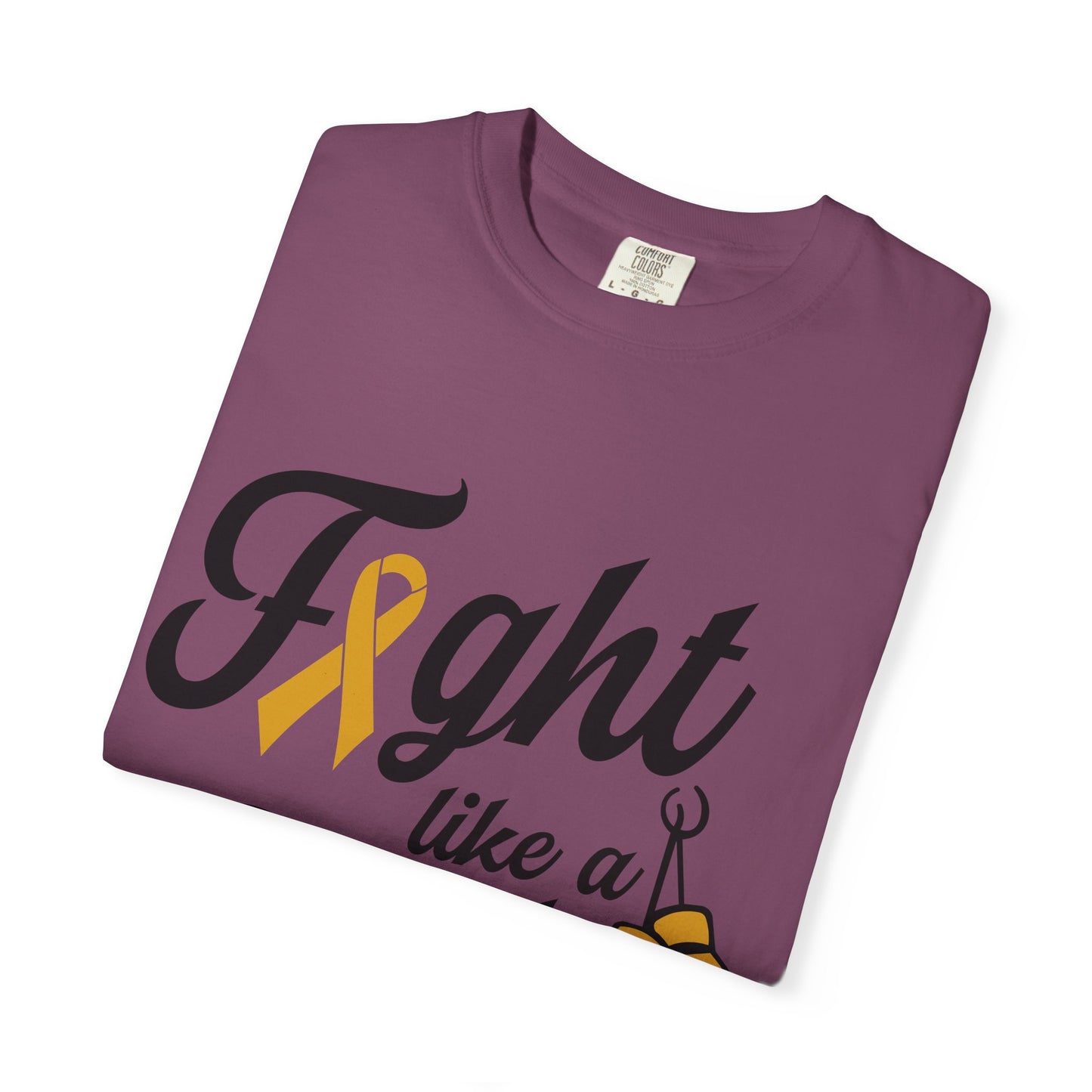 Fight Like a Girl T-Shirt — Cancer Awareness Ribbon & Boxing Glove Tee
