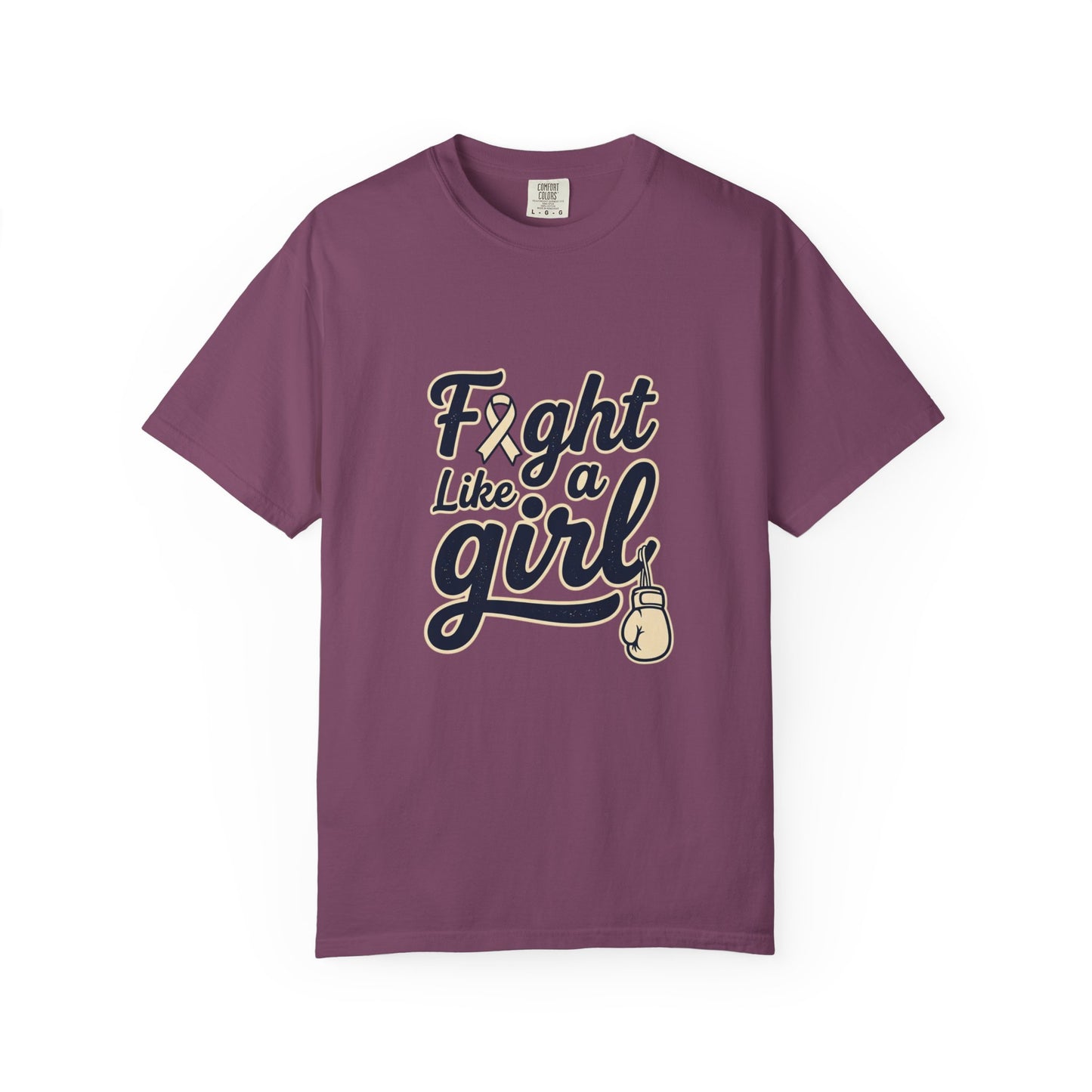 Fight Like a Girl T-Shirt — Cancer Awareness Ribbon & Boxing Glove Tee
