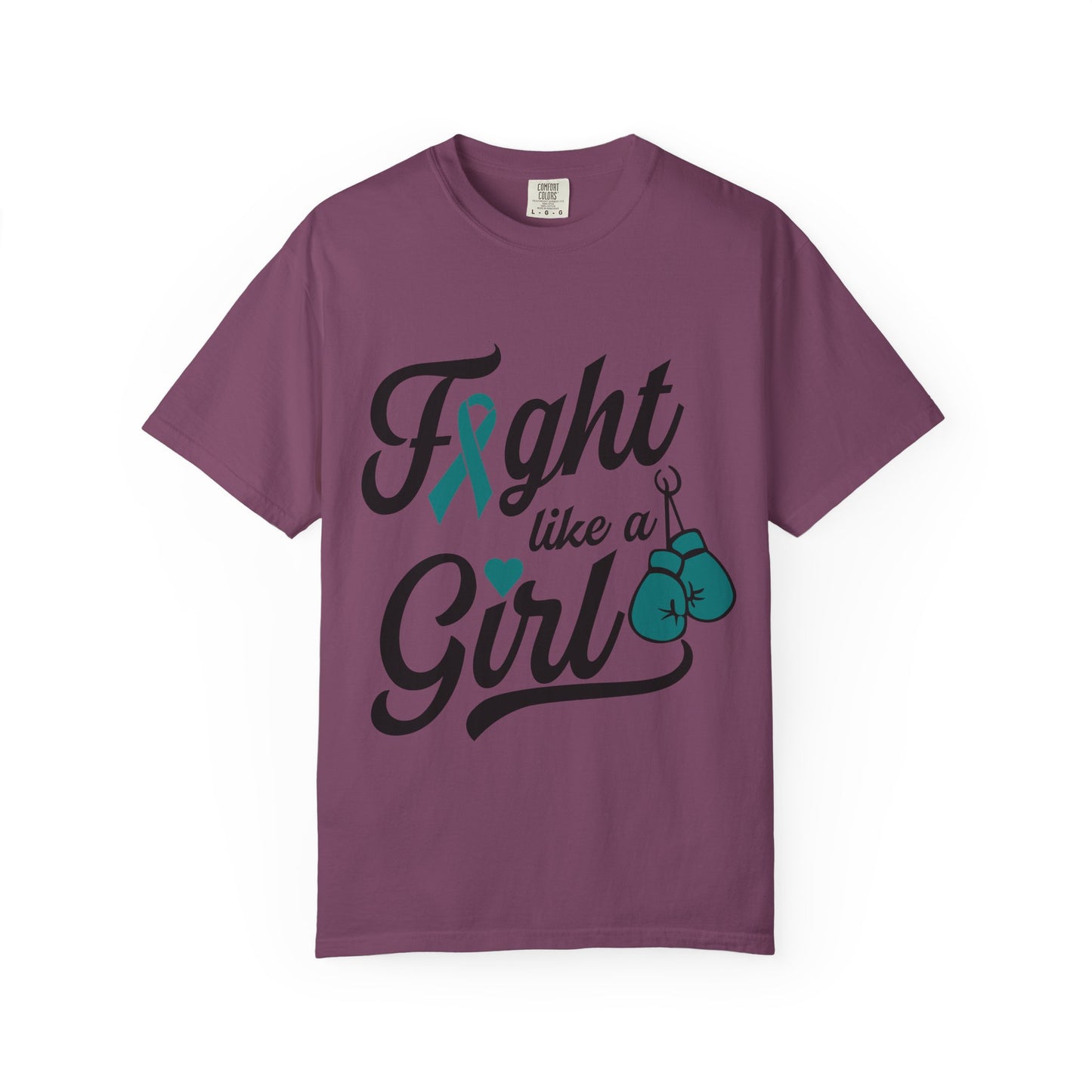 Copy of Copy of Fight Like a Girl T-Shirt — Cancer Awareness Ribbon & Boxing Glove Tee