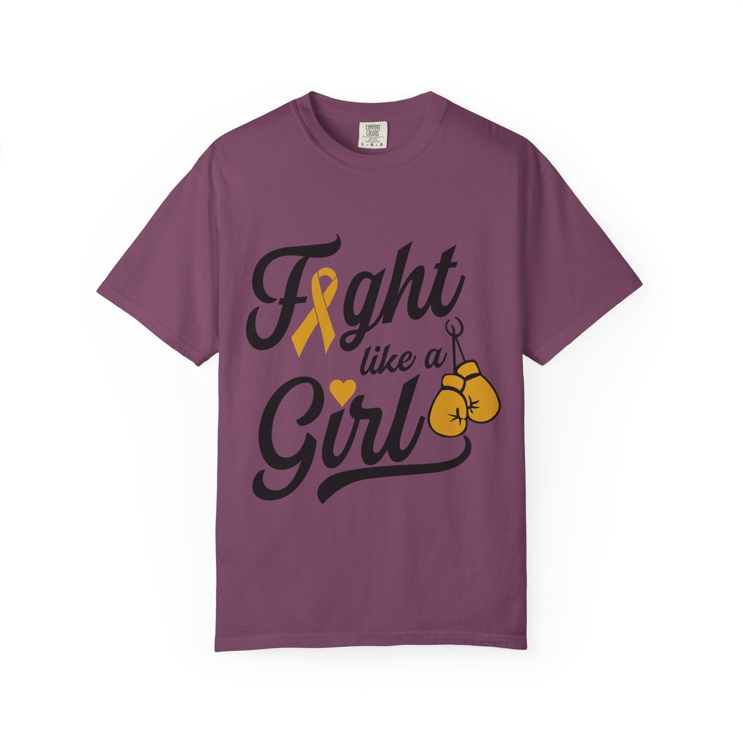 Fight Like a Girl T-Shirt — Cancer Awareness Ribbon & Boxing Glove Tee