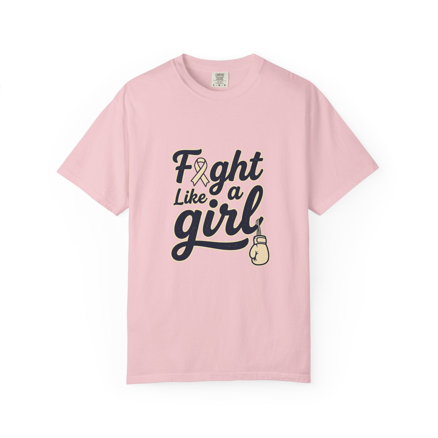 Fight Like a Girl T-Shirt — Cancer Awareness Ribbon & Boxing Glove Tee