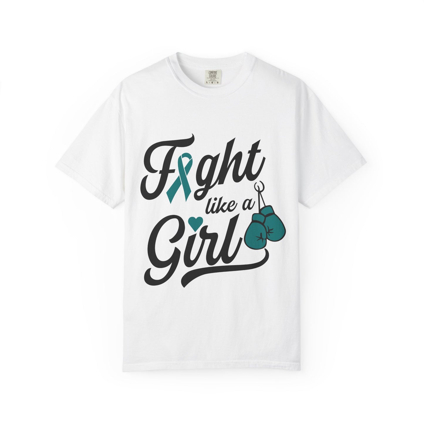 Copy of Copy of Fight Like a Girl T-Shirt — Cancer Awareness Ribbon & Boxing Glove Tee