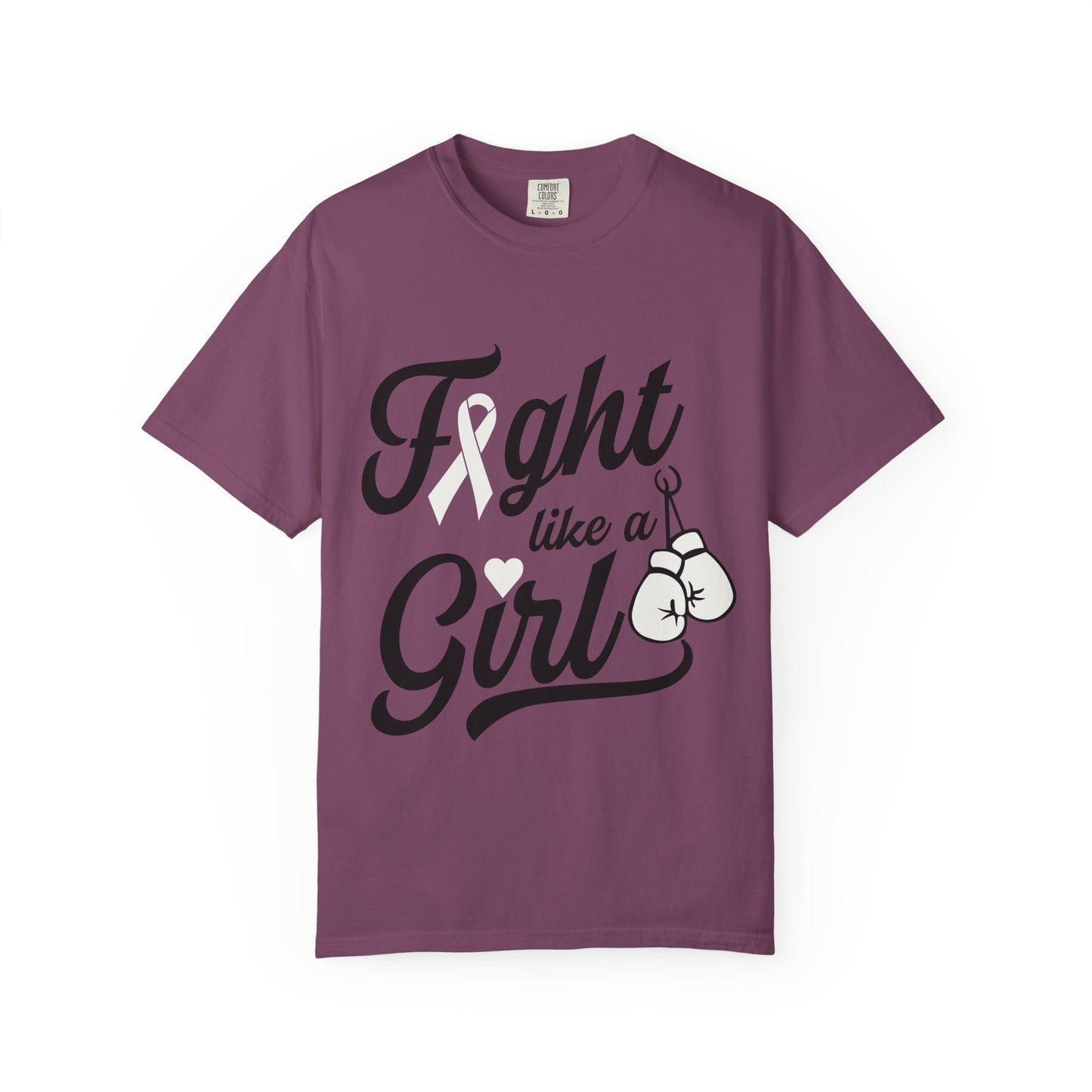 Fight Like a Girl T-Shirt — Cancer Awareness Ribbon & Boxing Glove Tee